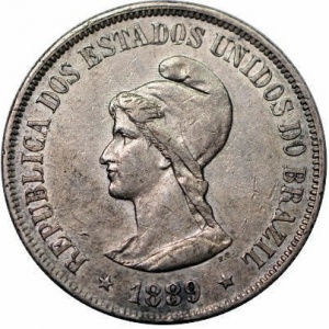 Аверс монеты Бразилия, 500 реалов, 1889