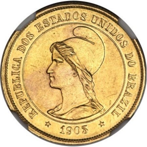 Аверс монеты Бразилия, 10.000 реалов, 1889-1921