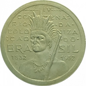 Аверс монеты Бразилия, 100 реалов, 1932, 400 лет колонизации Бразилии