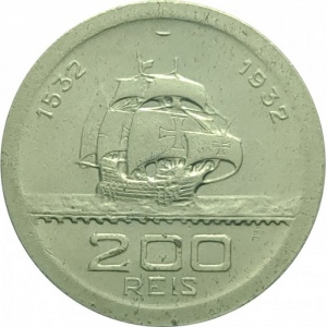 Реверс монеты Бразилия, 200 реалов, 1932, 400 лет колонизации Бразилии