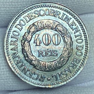 Реверс монеты Бразилия, 400 реалов, 1900, 400 лет открытию Бразилии