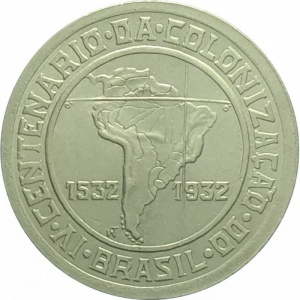 Аверс монеты Бразилия, 400 реалов, 1932, 400 лет колонизации Бразилии