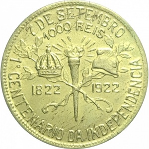 Реверс монеты Бразилия, 1000 реалов, 1922, 100 лет независимости Бразилии