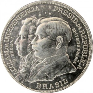 Аверс монеты Бразилия, 2000 реалов, 1922, 100 лет независимости Бразилии (Серебро 0.900)