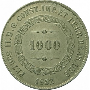 Аверс монеты Бразилия, 1000 реалов, 1849-1852