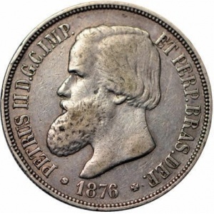 Аверс монеты Бразилия, 1000 реалов, 1876-1889