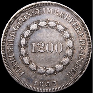 Реверс монеты Бразилия, 1200 реалов, 1834-1847