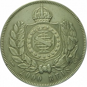Реверс монеты Бразилия, 2000 реалов, 1875-1876
