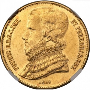 Аверс монеты Бразилия, 20.000 реалов, 1849-1851