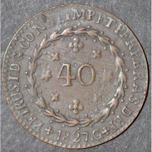 Аверс монеты Бразилия, 40 реалов, 1823-1830, Отметка региона "G" — Гояс