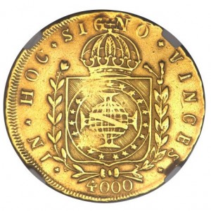 Реверс монеты Бразилия, 4000 реалов, 1825-1828, Отметка региона "B" — Баия