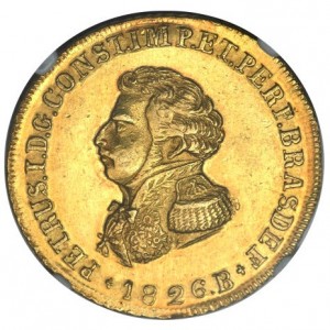 Аверс монеты Бразилия, 6400 реалов, 1825-1828, Отметка региона "B" — Баия