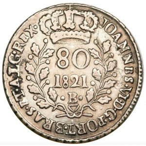 Аверс монеты Бразилия, 80 реалов, 1818-1821, Серебро /серый цвет/