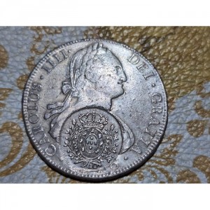 Аверс монеты Бразилия, 960 реалов, 1808, Дополнительный знак на 8 реалов Боливии