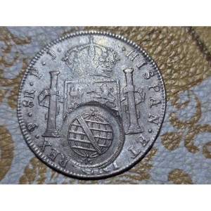 Реверс монеты Бразилия, 960 реалов, 1808, Дополнительный знак на 8 реалов Боливии