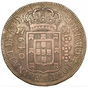 Аверс монеты Бразилия, 640 реалов, 1787-1802