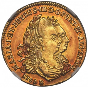 Аверс монеты Бразилия, 1600 реалов, 1780-1784