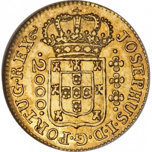 Аверс монеты Бразилия, 2000 реалов, 1752-1771