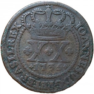 Аверс монеты Бразилия, 20 реалов, 1729-1749