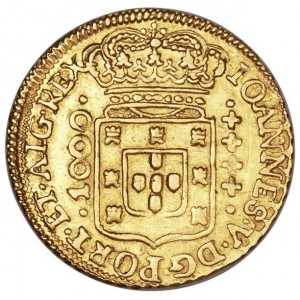 Аверс монеты Бразилия, 1000 реалов, 1708-1726