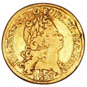 Аверс монеты Бразилия, 1600 реалов, 1727-1730