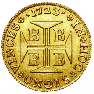 Реверс монеты Бразилия, 4000 реалов, 1714-1727, Отметка монетного двора "B" - Баия