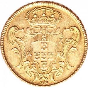 Реверс монеты Бразилия, 12.800 реалов, 1727-1729, Отметка монетного двора "B" - Баия