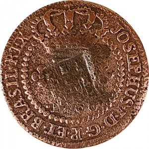 Аверс монеты Бразилия, 10 реалов, 1752-1774, Перечекан на 5 реалах
