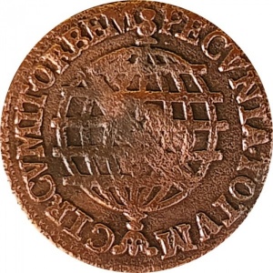 Реверс монеты Бразилия, 10 реалов, 1752-1774, Перечекан на 5 реалах