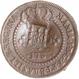 Аверс монеты Бразилия, 10 реалов, 1786-1797, Перечекан на 5 реалах