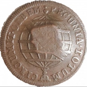 Реверс монеты Бразилия, 10 реалов, 1786-1797, Перечекан на 5 реалах