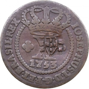 Аверс монеты Бразилия, 20 реалов, 1752-1776, Перечекан на 10 реалах
