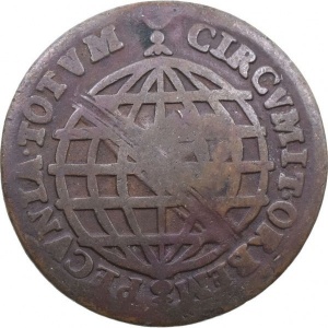 Реверс монеты Бразилия, 20 реалов, 1752-1776, Перечекан на 10 реалах