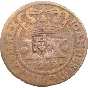 Аверс монеты Бразилия, 40 реалов, 1715-1729, Перечекан на 20 реалах