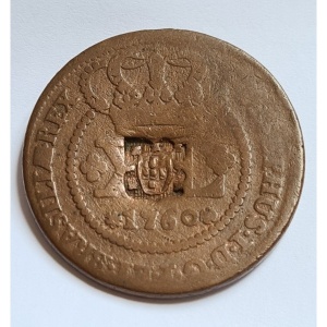 Аверс монеты Бразилия, 80 реалов, 1753-1774, Перечекан на 40 реалах