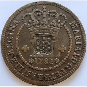 Аверс монеты Бразилия, 80 реалов, 1786-1796, Перечекан на 40 реалах