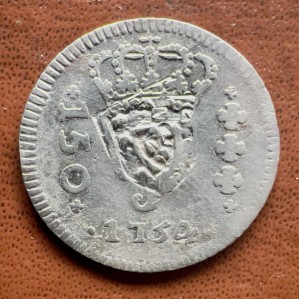 Аверс монеты Бразилия, 160 реалов, 1752-1768, Перечекан на 150 реалах