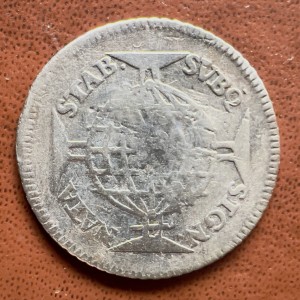 Реверс монеты Бразилия, 160 реалов, 1752-1768, Перечекан на 150 реалах