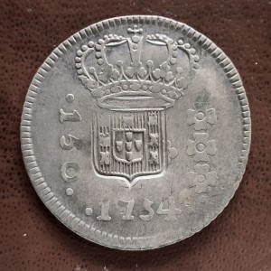 Аверс монеты Бразилия, 160 реалов, 1754-1771, Перечекан на 150 реалах