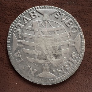 Реверс монеты Бразилия, 160 реалов, 1754-1771, Перечекан на 150 реалах