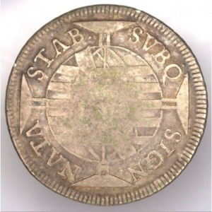 Реверс монеты Бразилия, 640 реалов, 1752-1768, Перечекан на 600 реалах