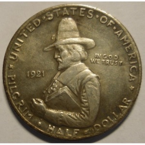 Аверс монеты США, ½ доллара, 1921, 300 лет прибытию Отцов-пилигримов
