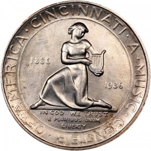 Реверс монеты США, ½ доллара, 1936, Музыкальный центр Цинциннати