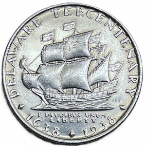 Реверс монеты США, ½ доллара, 1936, 300 лет Делавэру