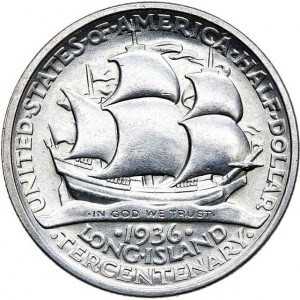 Реверс монеты США, ½ доллара, 1936, 300 лет Лонг-Айленду