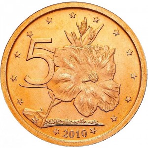Реверс монеты Острова Кука, 5 центов, 2010