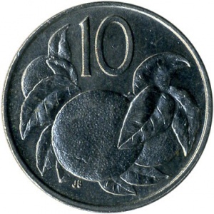 Реверс монеты Острова Кука, 10 центов, 1987-1994