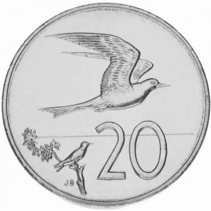 Реверс монеты Острова Кука, 20 центов, 1987-1994