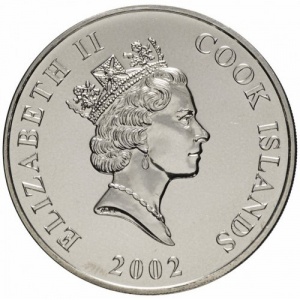Аверс монеты Острова Кука, 50 центов, 2002, 50 лет правлению Королевы Елизаветы II