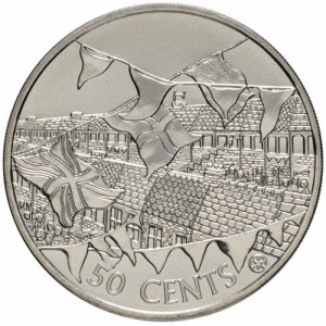 Реверс монеты Острова Кука, 50 центов, 2002, 50 лет правлению Королевы Елизаветы II